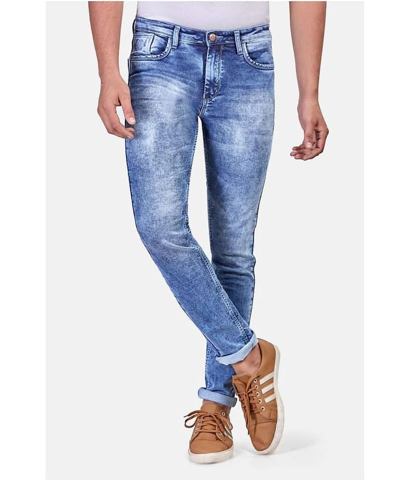 HJ HASASI - Light Blue 100% Cotton Regular Fit Men's Jeans ( Pack of 1 )
