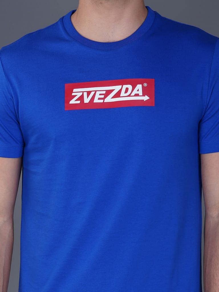 Zvezda Branded Men's Cotton Jersey Tee - Euro Fit-Blue view 4