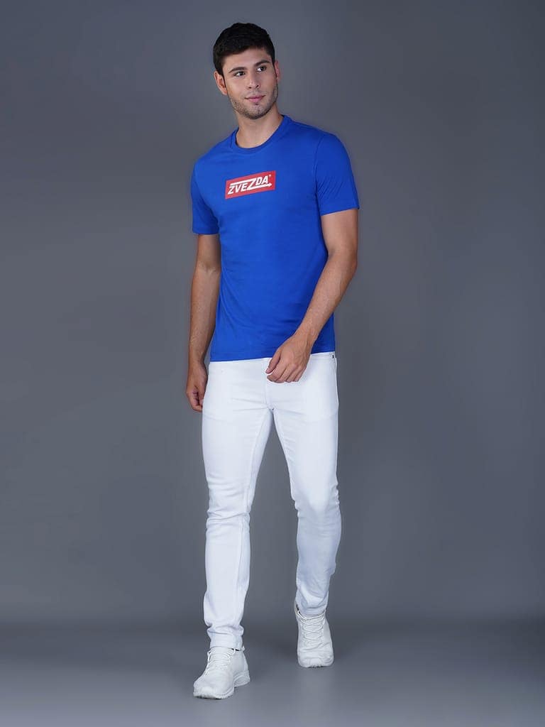 Zvezda Branded Men's Cotton Jersey Tee - Euro Fit-Blue view 5