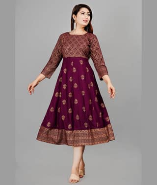 Smien - Navy Blue Rayon Women's Anarkali Kurti ( Pack of 1 )