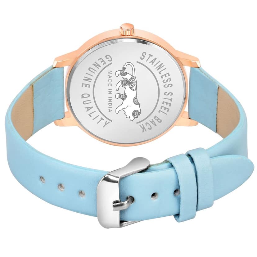 Loretta MT-370 Blue Leather Belt Slim Dial Women & Girls Watch view 3