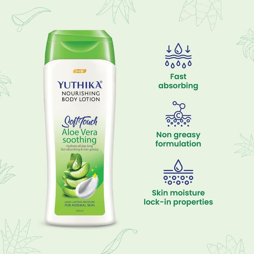 Yuthika Aloe Vera Body Lotion 300ml, Long Lasting Nourishing Body Lotion, Instant Hydration, Fast Absorbing Bodylotion view 4