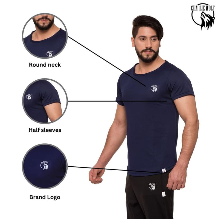 Charlie Wolf Solid Half Sleeve Tshirts view 2