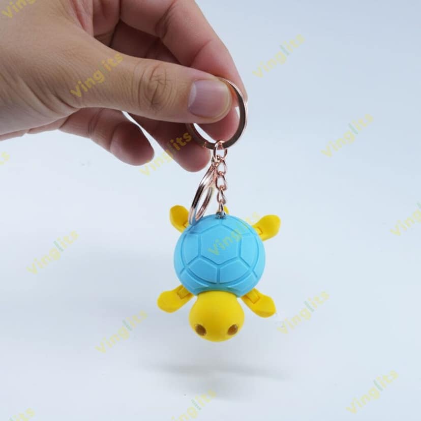 Vinglits Bugsy & Scaly 3D Printed Keychains – Articulated Animal Toys, Pocket-Friendly Keyrings, Stress Relief Desk Toys for Kids & Adults, Collectible Accessories (Turtle - Guddu, Medium) view 3