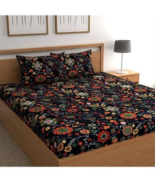 CG HOMES Microfiber 1 Double Bedsheet with 2 Pillow Covers ( Gold )