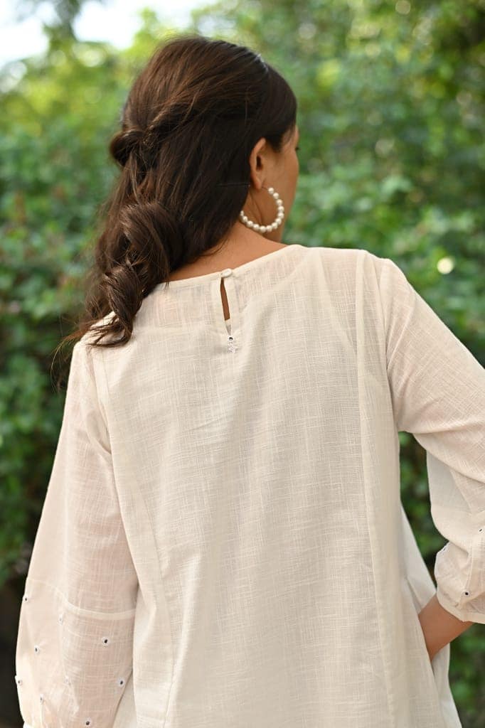 Jasmine Sindhi Hand Embroidered Cotton A-Line Dress view 6