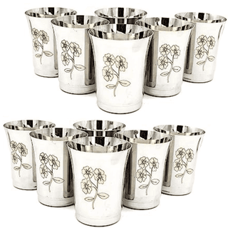 SHINI LIFESTYLE (Pack of 12) GLASS FLORAL 12 Glass Set Water/Juice Glass