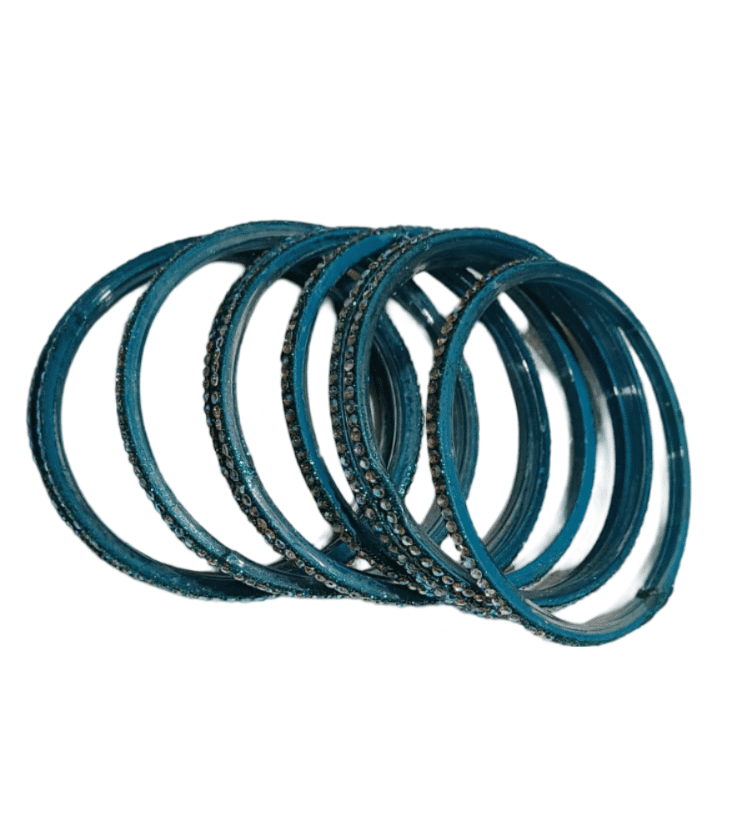 Stunning Teal Rhinestone Bangle Set view 2