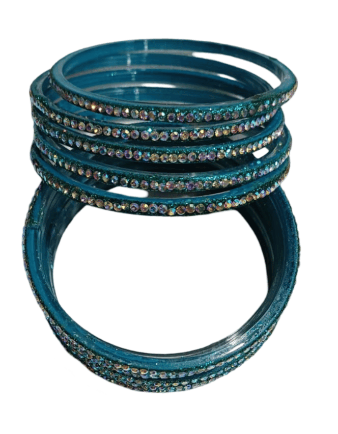 Stunning Teal Rhinestone Bangle Set view 3