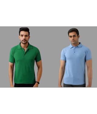 SKYRISE Pack of 2 Cotton Blend Slim Fit Solid Half Sleeves Men's Polo T Shirt ( Multicolor )