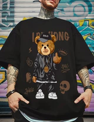 Scott Fincher Men's Oversized Halfsleeve Graphic Printed T-Shirt : AA(ARN)BLACK_64