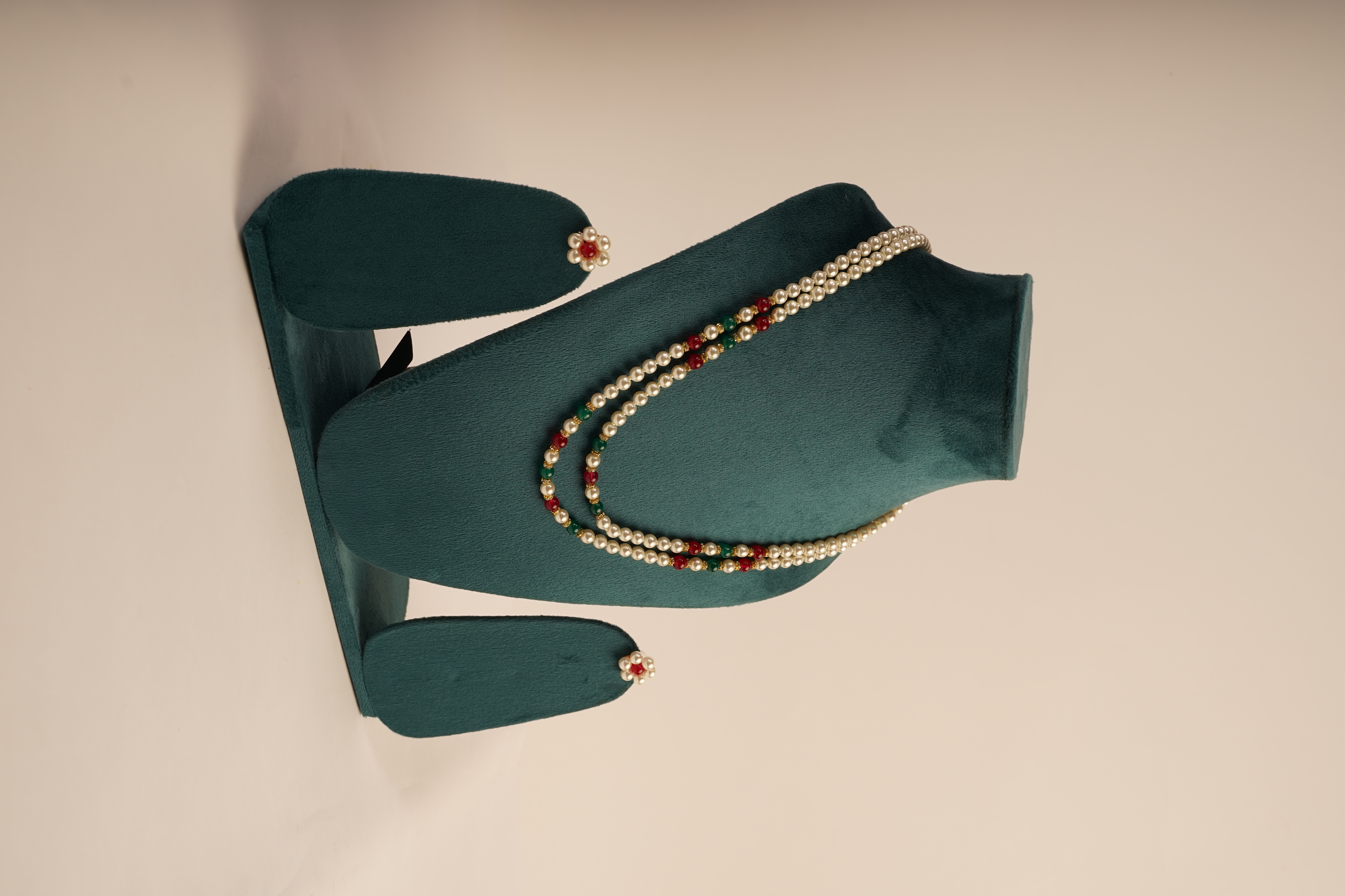 Double-Layer Tricolour Pearl Necklace Set for Women