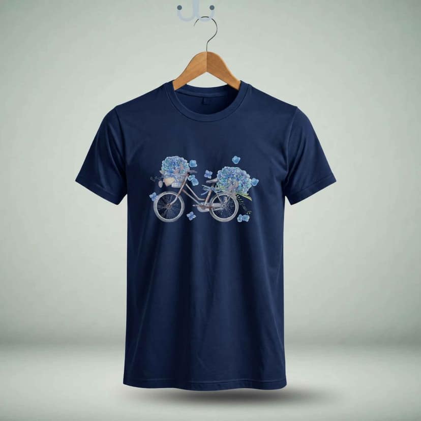 Trishoolin "Blooming Bicycle Floral" Floral Theme Art T-Shirt | Design 30198MB