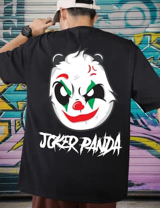 Men's Joker Panda T-Shirt, Streetwear Hip Hop Short Sleeve Tshirt, Harajuku Casual T Shirt, Joker Panda Graphic Tee : AA(ARN)BLACK_16