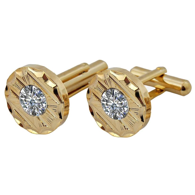 LUCKY JEWELLERY Unique White Color Golden Plated Formal Wedding Shirt, Suit, Blazer Cufflinks Pair Set for Men.(208-M4C4-STDCR) view 2
