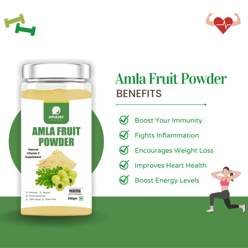 AmazerCare Amla Fruit Powder, Vitamic C Rich Superfood, Dietary Fiber, Pure & Natural Dehydrated Powder For Eating & Drink, Immunity Booster view 2