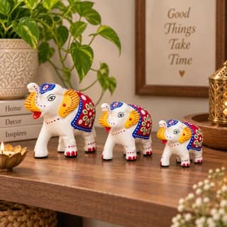 Set of 3 Elephant Statues for Good Luck| Animal Figurines Decorative Elephant Showpieces| Elephant Decorative