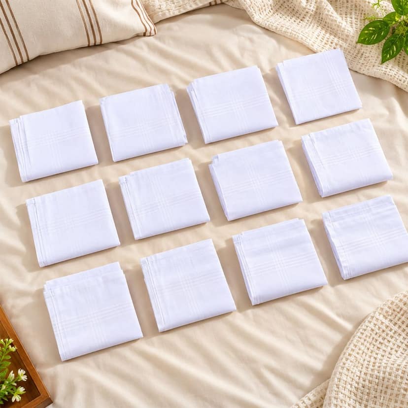 Mens Soft Cotton Handkerchief Rumal for Office and Everyday Use (12 Pc Set) view 2