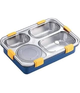 Bluedeal 4 compartment lunch box Stainless Steel School Lunch Boxes 4 - Container ( Pack of 1 )