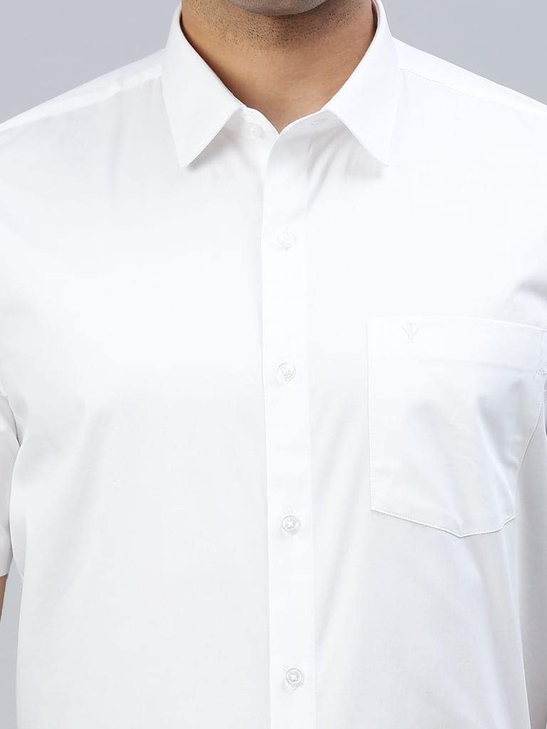 Mens 100% Cotton White Shirt Half Sleeves Cool Cotton view 5