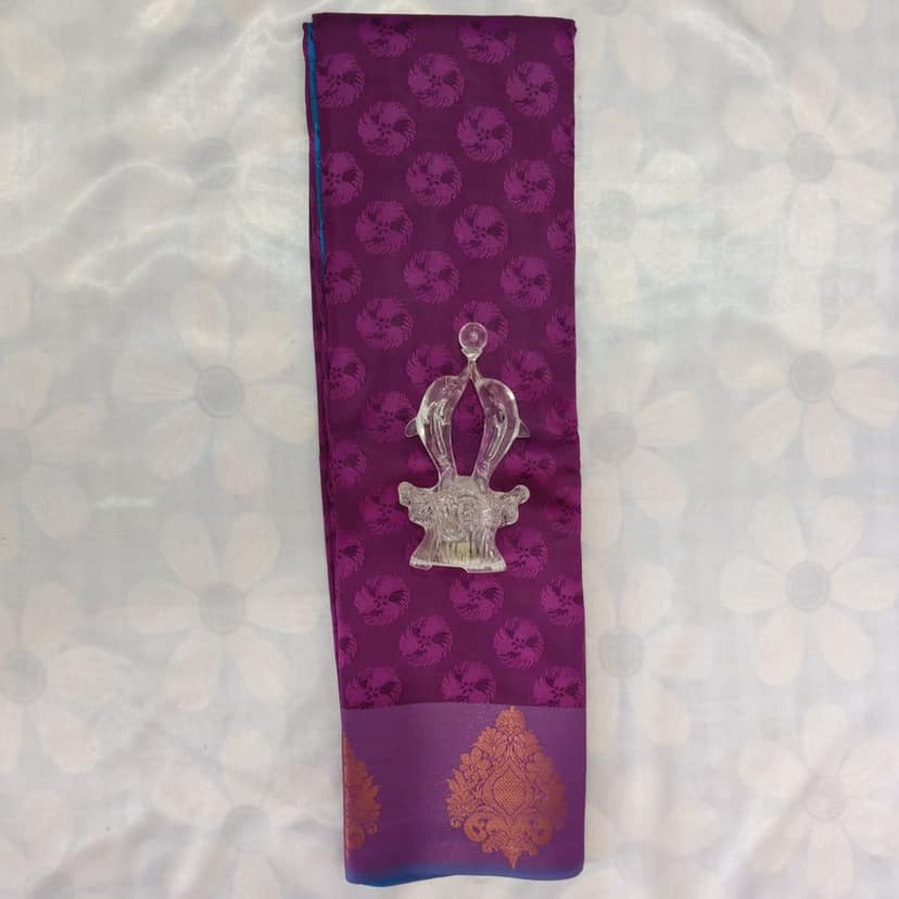Poonthamil Silk Cotton Saree with Blouse - Mulberry color