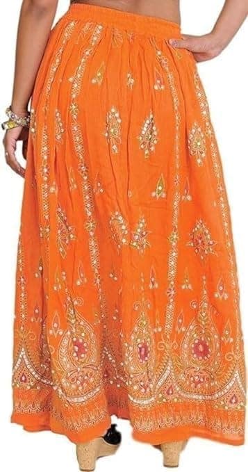 Ukal Traditional Long Skirt Lehenga with Printed Flowers and Embroidered Sequins for Women's and Girl's view 2
