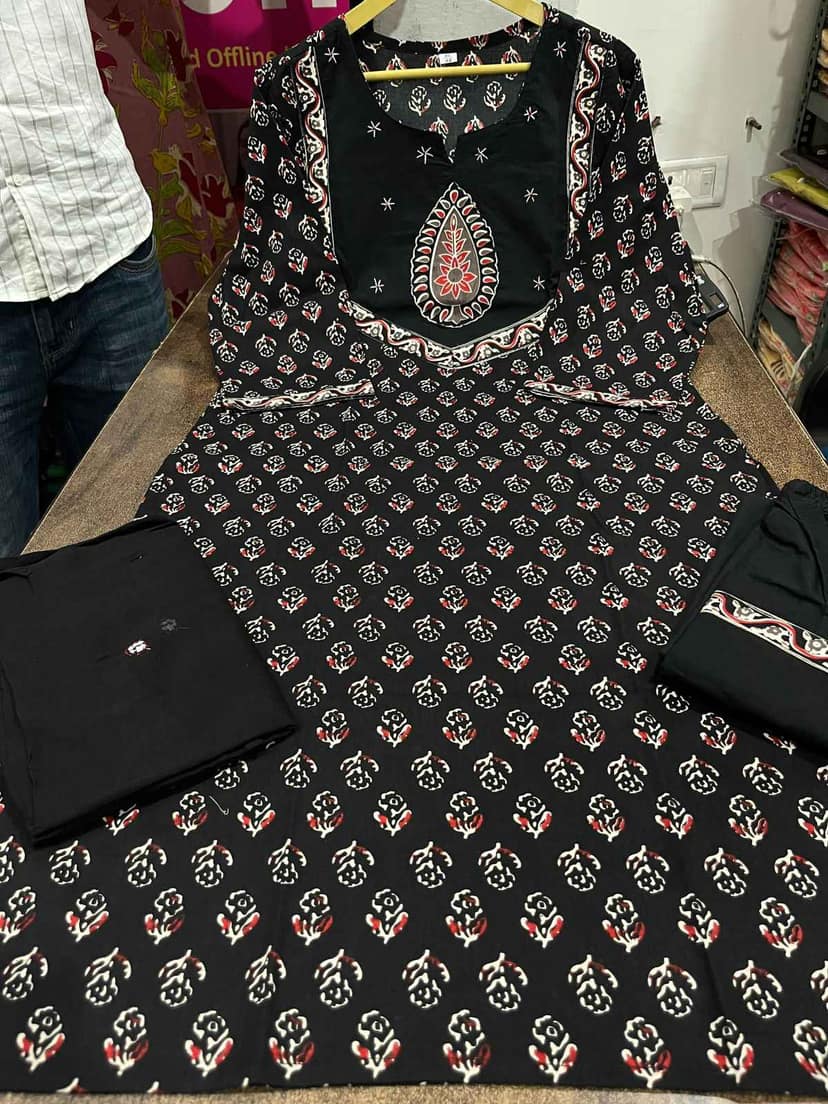 Fine Cotton Embroidery Kurta Set view 2