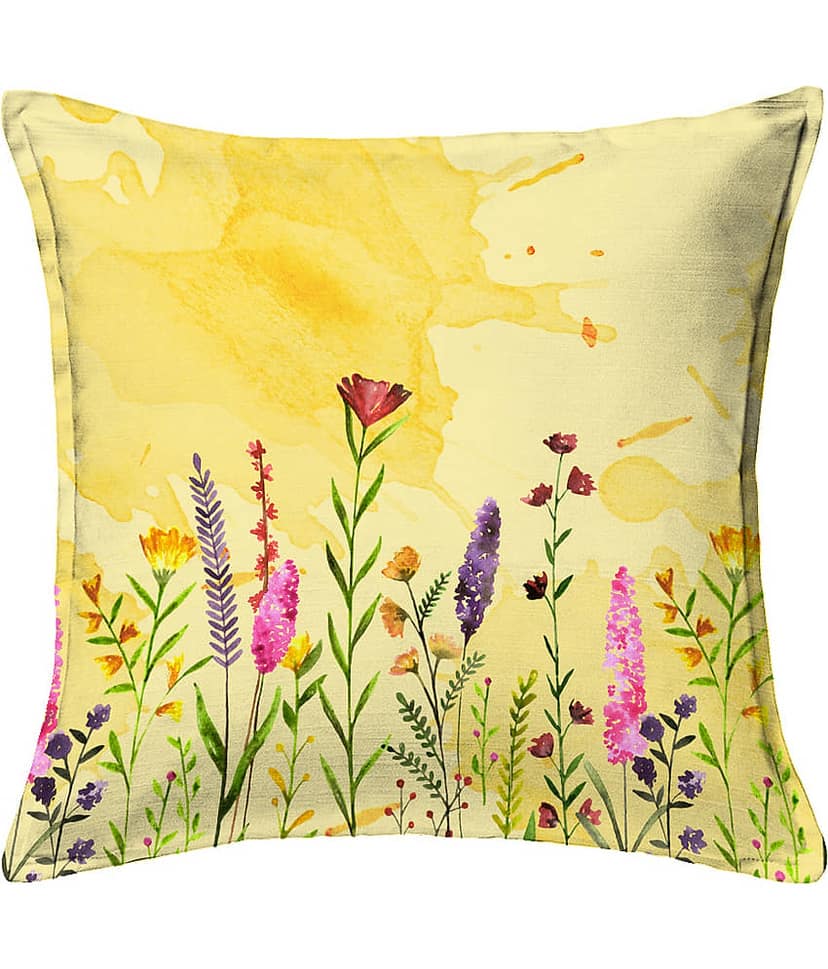 Houzzcode - Water Repellent Yellow Polyester Pillow Covers 40x40x3 ( Pack of 1 ) view 2