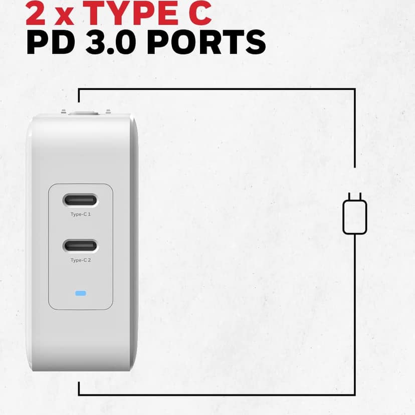 Honeywell Zest Charger GaN 65W, (2xType C) - White view 4