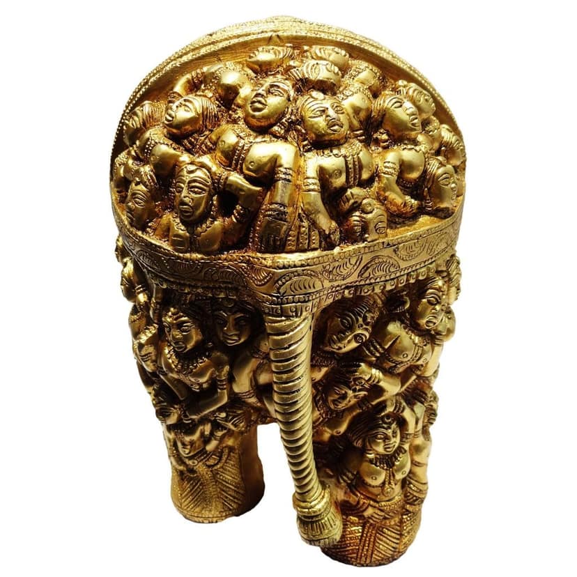 Brass Showpiece Elephant Statue, Height : 13 Inch (BSMAS387 A) view 3