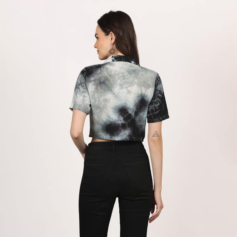 Women Stylish Tie & Dye Crop Shirt view 4