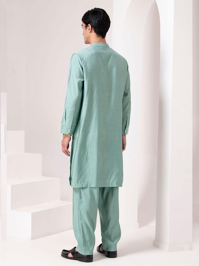 Pastel Green Classic Kurta Set view 5