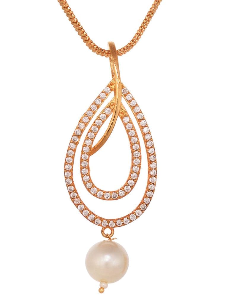 Gold Toned Pearl Studded Minimal Locket Jewellery Set view 7