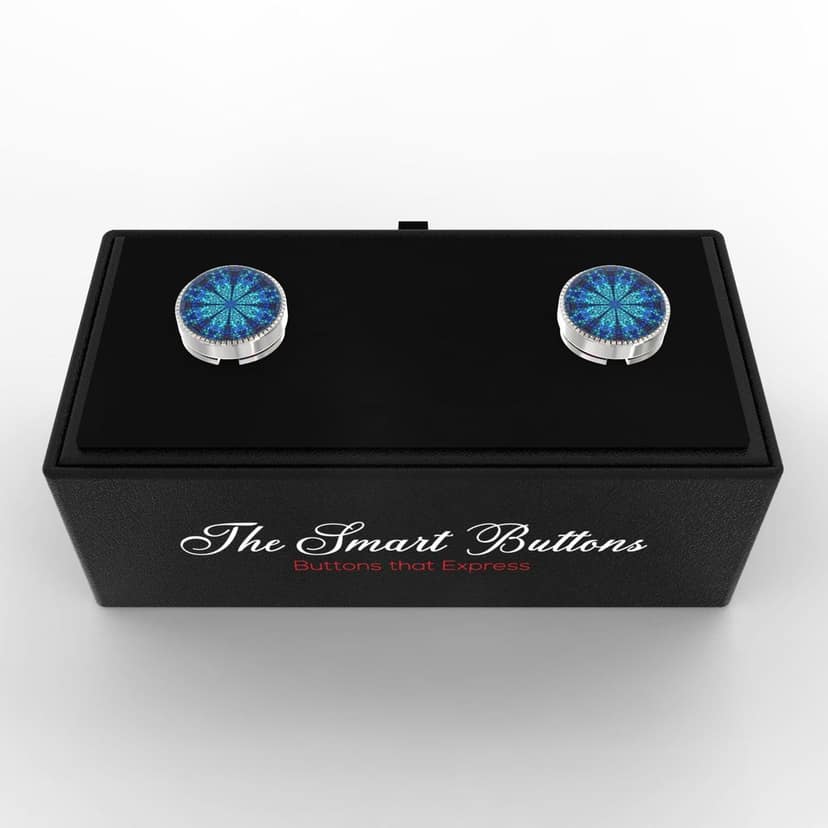 The Smart Buttons - White Gold Colour Plated Shirt Button Cover Cufflinks for Men - Kaleidoscope Style view 3