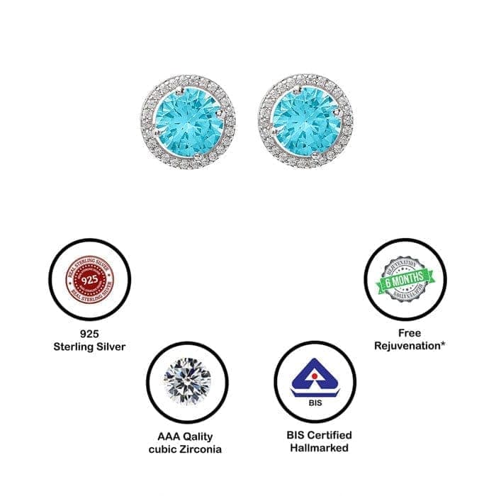 Silver Blue Eternity 6mm Round Studs view 7