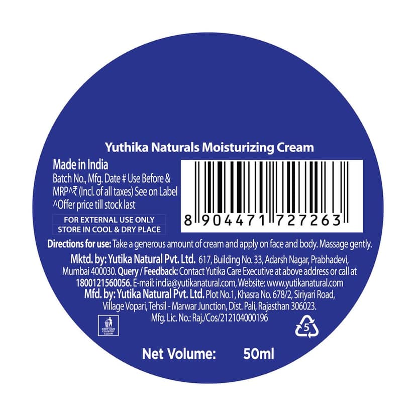 Yuthika Intense Winter Care Cream 50ml, Non Greasy Daily Moisturizing Cream for Dry to Very Dry Skin, Face Moisturizer view 2