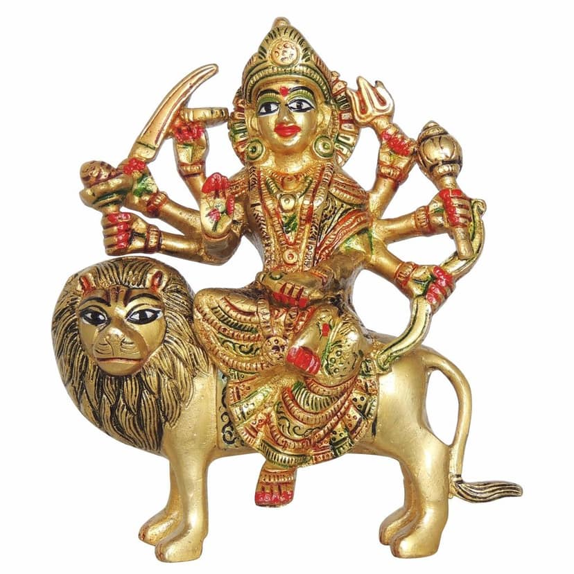 Brass Durga Ji Idol - Elegant Goddess Statue for Home Temple, Height : 6.5 Inch (BSMAS937 U) view 2