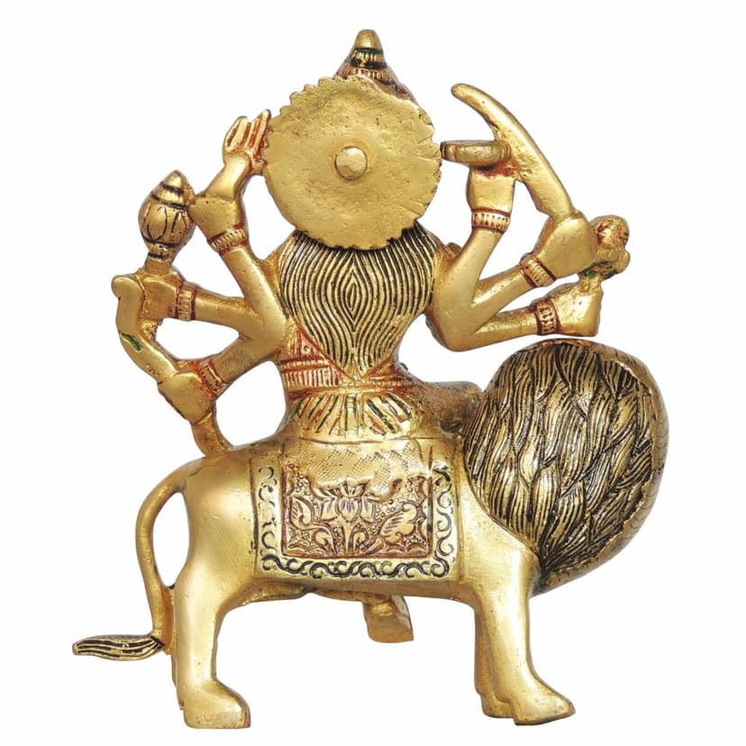 Brass Durga Ji Idol - Elegant Goddess Statue for Home Temple, Height : 6.5 Inch (BSMAS937 U) view 3