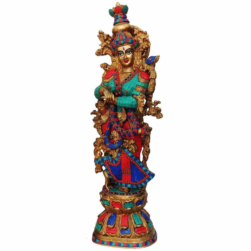 Brass Radha Ji Statue - Handcrafted Religious Idol, Height : 28.8 Inch (BSMAS467 R) view 2