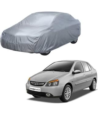 Autoretail Silver Color Dust Proof Car Body Polyster Cover Without Mirror Pocket Polyster For Tata Indigo Cs