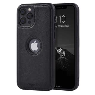 LIRAMARK PU Leather Flexible Back Cover Case Designed for iPhone 12