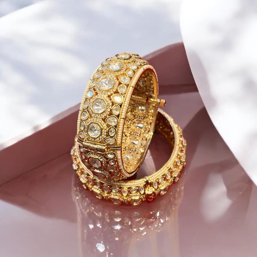 Kalyani Kundan Bangles By Dia Art Jewels view 3