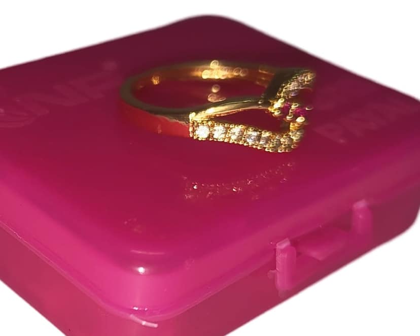 Gold Plated Cubic Zirconia Engagement Ring with Pink Box view 2