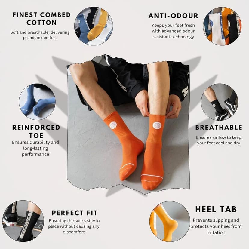 Sockscarving Men's 5 Pairs Printed Cotton Calf Length Socks Multicolor, Pack of 5, Free Size, Zone-Up Edition view 3