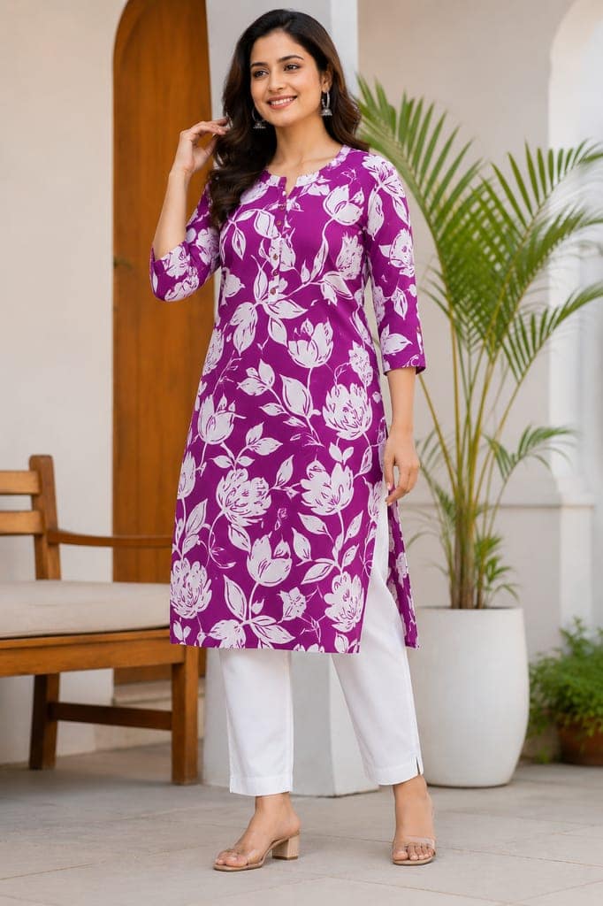 NISHROOP Women Floral Print Straight Kurta view 4