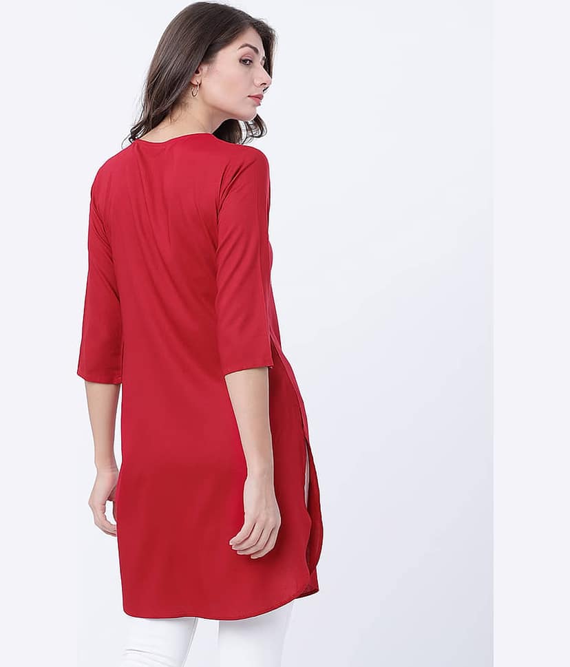 Vishudh Women's Viscose Tunic ( Red ) view 3