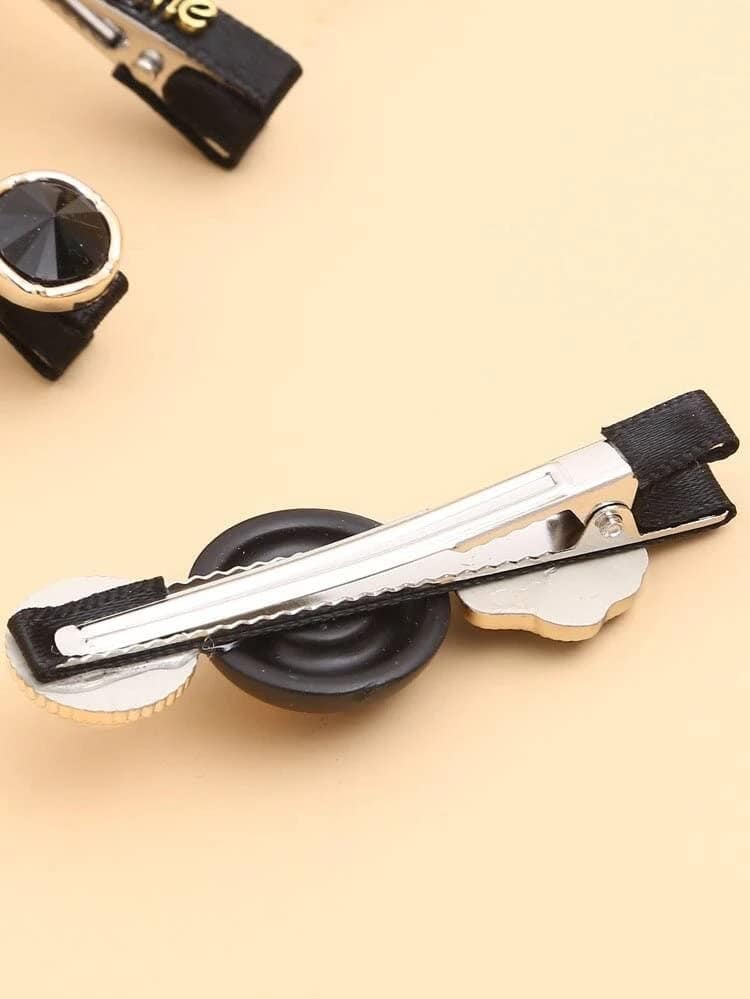 Akashkrishna 5 Piece Korean Style Pearl Metal Hair clips, Plastic Pearl Barrettes Hairpin for Women & Girls(Black) view 3