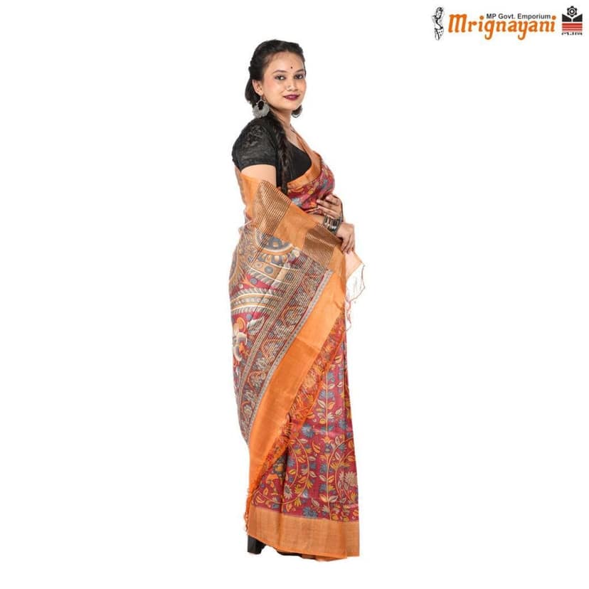 HANDLOOM KOSA SAREE WITH BLOUSE (SKU - 3H0202120622, SAREE - 1182) view 3