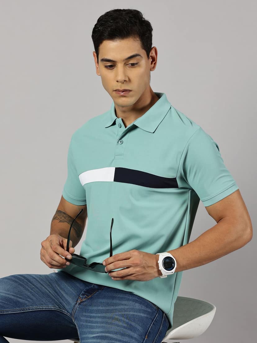 Dry-fit Green Striped Polo view 5
