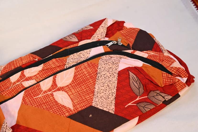 100% Cotton Bedsheet with Geometric Print in Red and Brown view 2